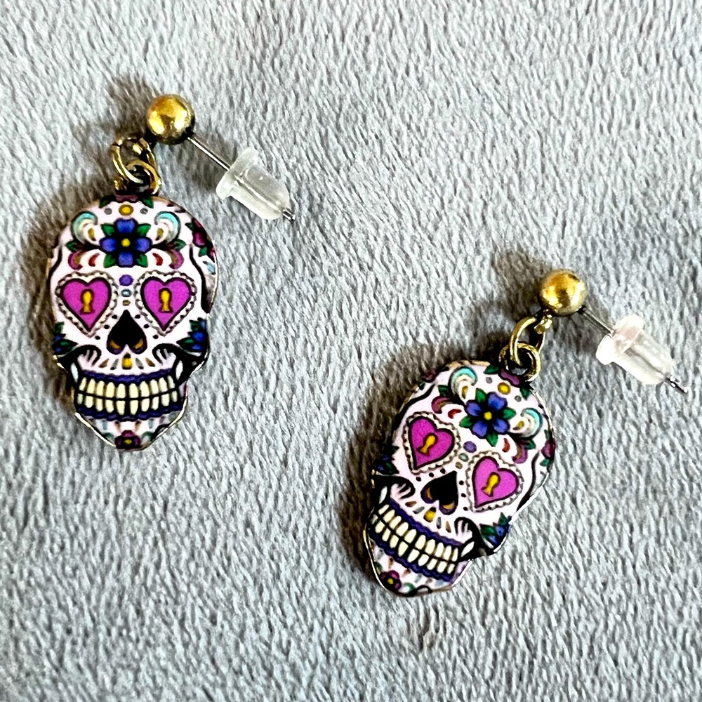 Colorful Sugar Skull Earrings